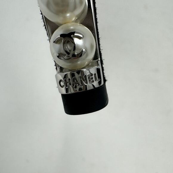 Chanel Pearl Heel CC logo Victorian Lace Up Ankle Boots black silver size 38 - Picture 7 of 14